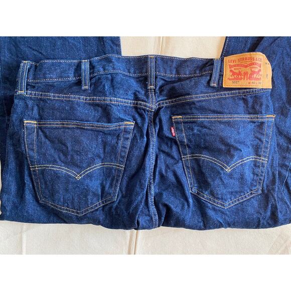 Men’s Levi's 501 Button Fly Dark Blue Jeans Tag 40 X 32 NEW - Picture 4 of 7